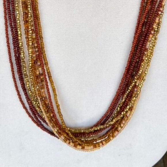 NEW - Hand Crafted Necklace & Coordinating Dangle Earrings - Earth Tone Beads - Picture 3 of 11